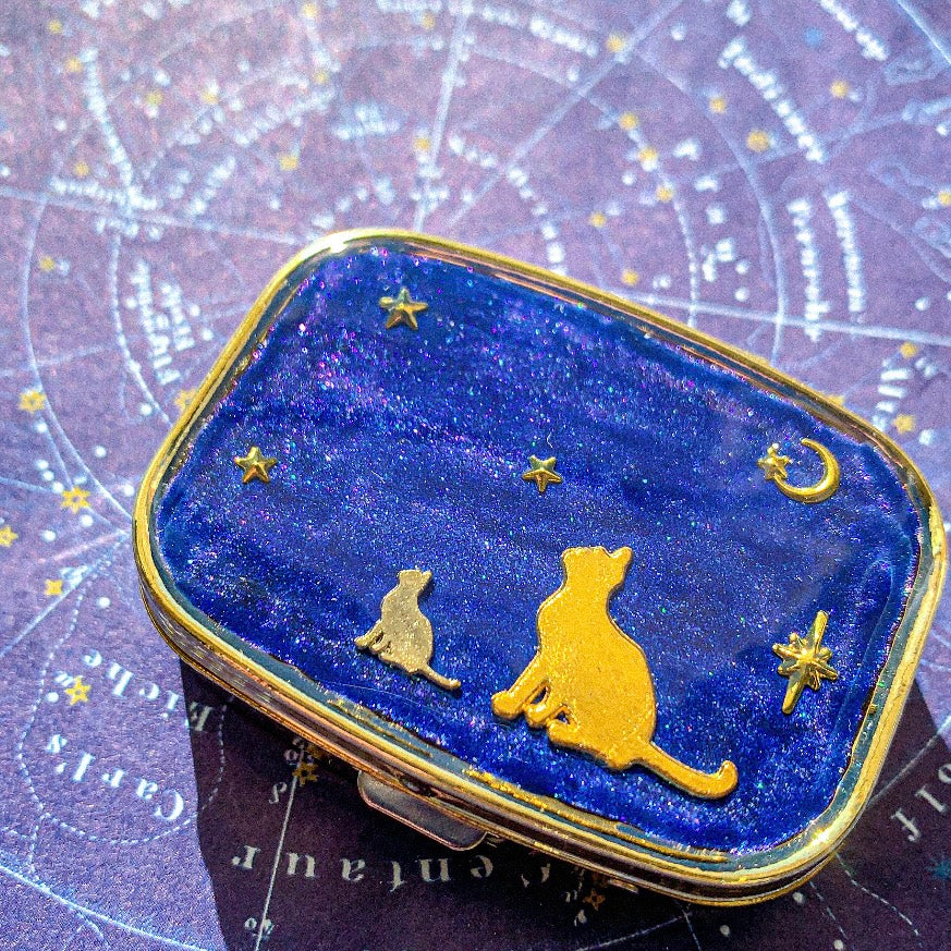 親子猫眺む夏の星空 ピルケース 〜 深い星空を見上げて 〜