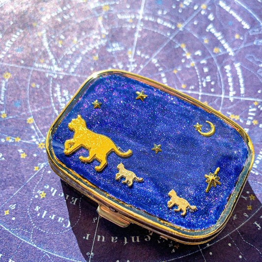 親子猫の夏の星空お散歩 ピルケース 〜 深い星空を見上げて 〜