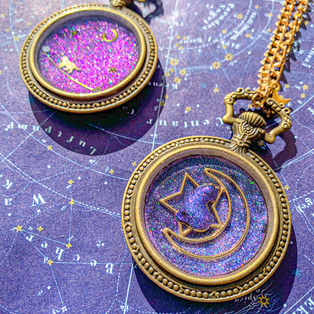 懐中時計風バッグチャーム 〜 満天の星空を閉じ込めて 〜