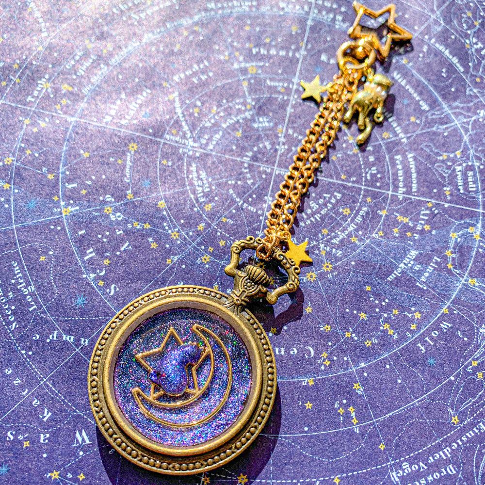 懐中時計風バッグチャーム 〜 満天の星空を閉じ込めて 〜