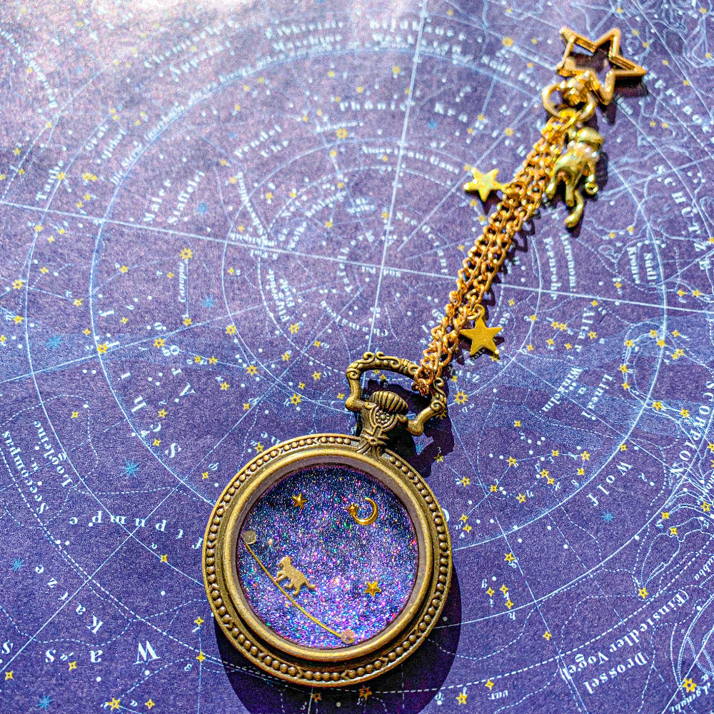 懐中時計風バッグチャーム 〜 満天の星空を閉じ込めて 〜