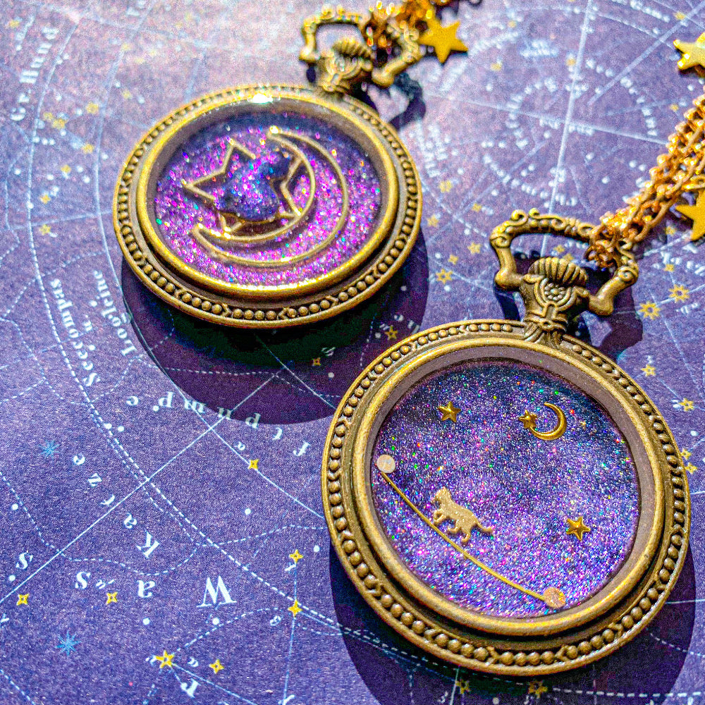 懐中時計風バッグチャーム 〜 満天の星空を閉じ込めて 〜