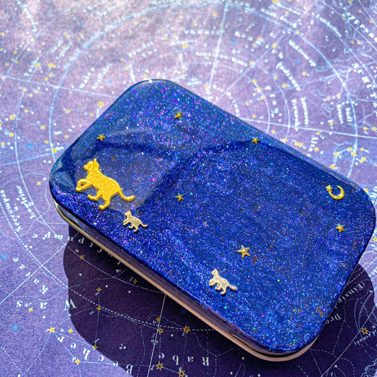 親子猫の星空お散歩 缶ケース 〜 深い星空を見上げて 〜