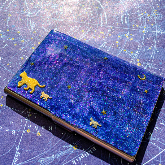 親子猫の星空お散歩 名刺入れ 〜 深い星空を見上げて 〜
