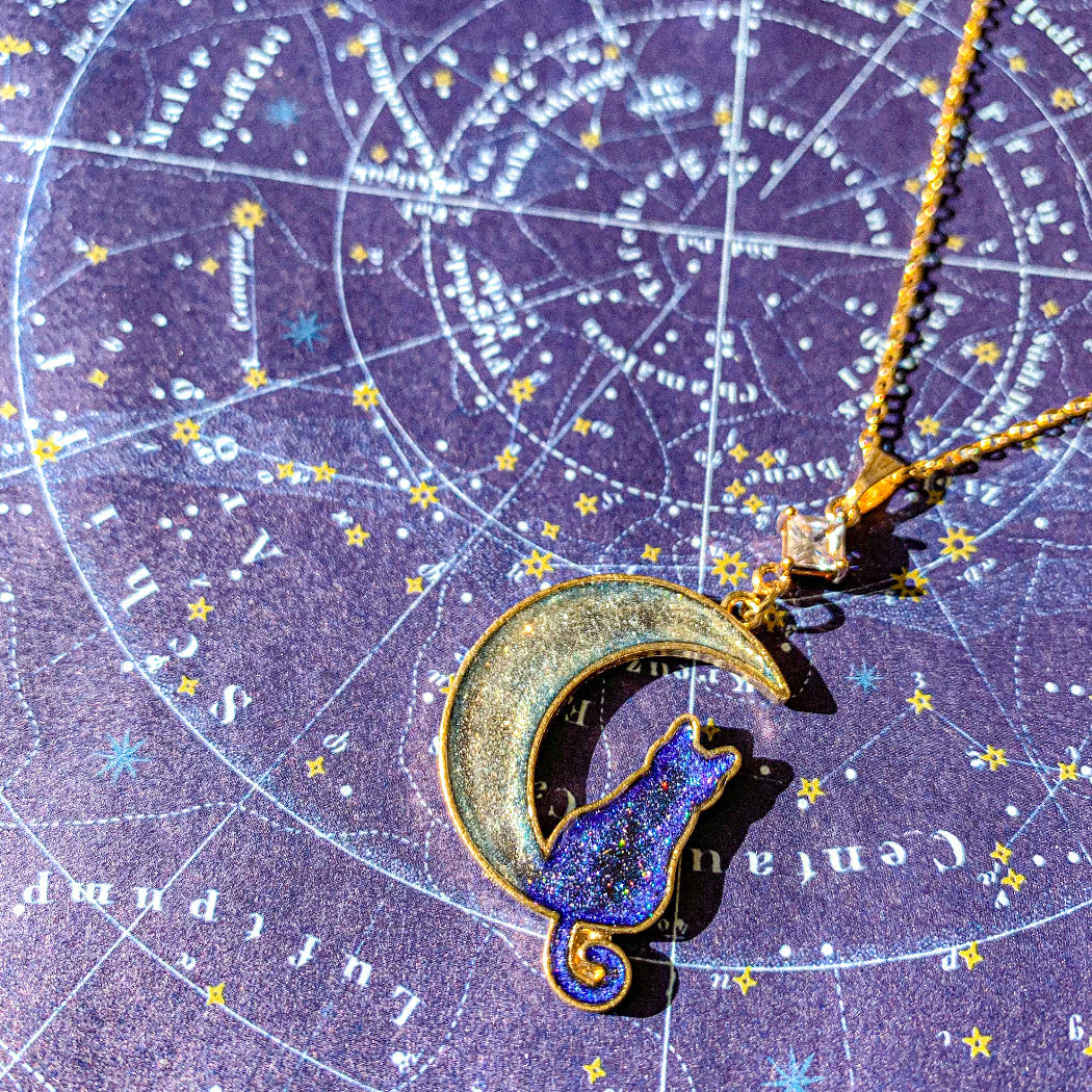 【新作】月より眺む宇宙猫ネックレス ～ 猫月夜シリーズ ～【宙フェス夜市限定品】