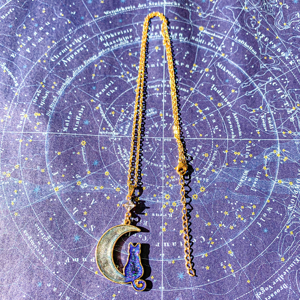 【新作】月より眺む宇宙猫ネックレス ～ 猫月夜シリーズ ～【宙フェス夜市限定品】