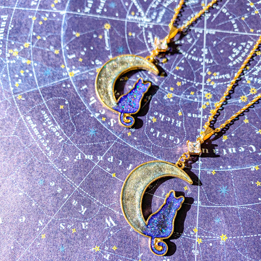 【新作】月より眺む宇宙猫ネックレス ～ 猫月夜シリーズ ～【宙フェス夜市限定品】