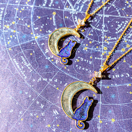 【新作】月より眺む宇宙猫ネックレス ～ 猫月夜シリーズ ～【宙フェス夜市限定品】