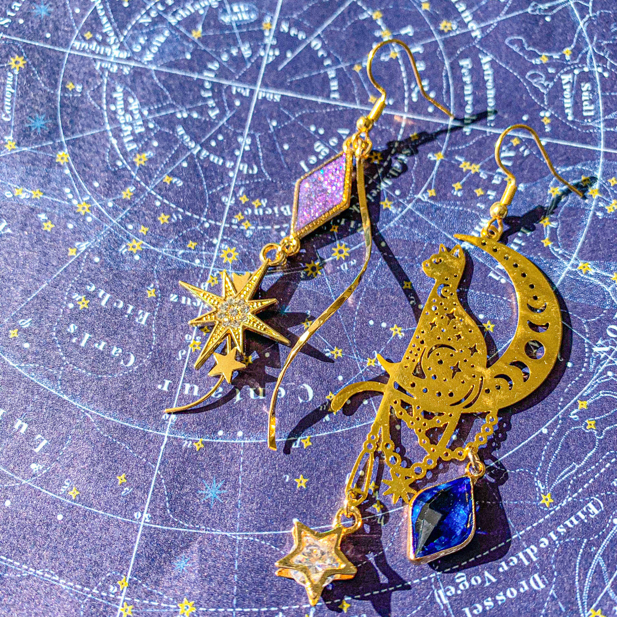 【新作】月より眺む猫の星空耳飾り ～ 猫月夜シリーズ ～