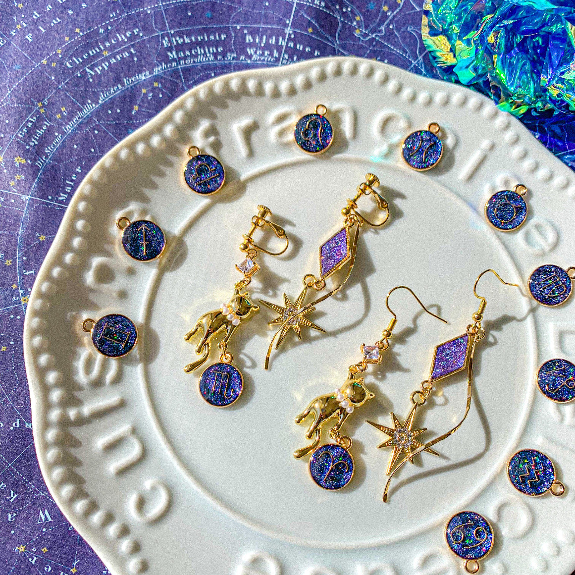 【新作】ぶらさがり猫の星空旅行 ～ 黄道十二星座を捕まえて ～ 耳飾り