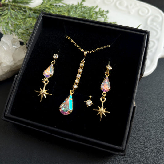 まいにち魔法限定〈オーロラの雫セット〉ペンダント＆ピアス/イヤリング