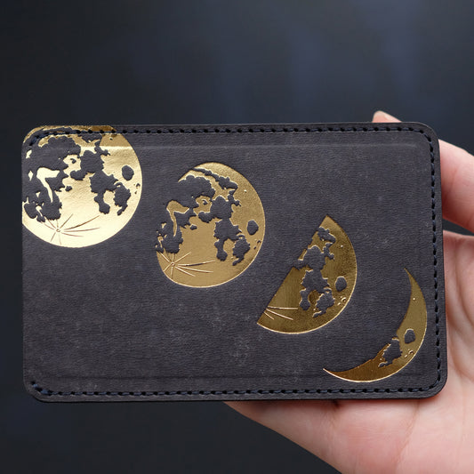 月の満ち欠け レザーパスケース