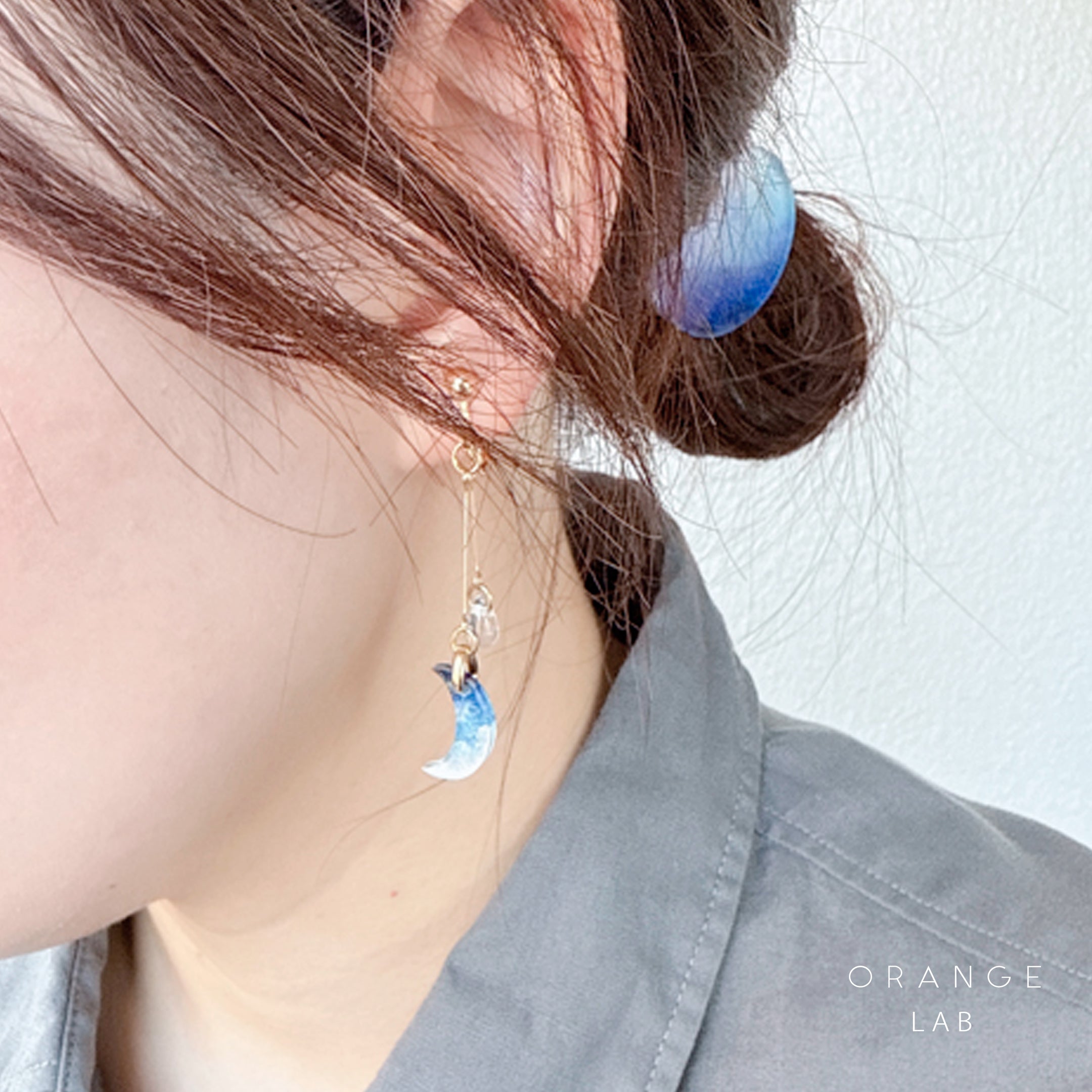 月と夜空の香水瓶ピアス　イヤリング 特集掲載》夜空*星と月のピアス／イヤリング （花、青、紫