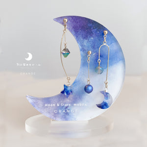 【売り切れ】朝焼けと星のイヤリング ビーズ 星 ハンドメイド ピアス＆イヤリング】星と月のモビール – 宙フェス夜市