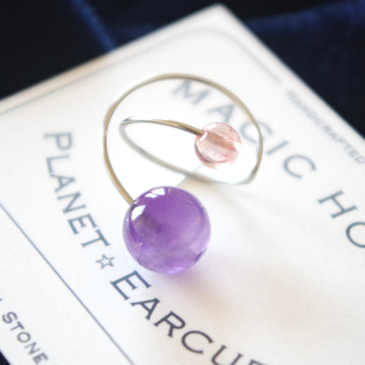 天然石イヤーカフPlanet サクライロ「夜桜」