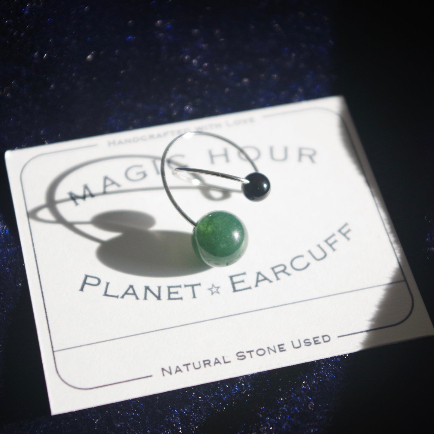 天然石イヤーカフPlanet「夜の森」