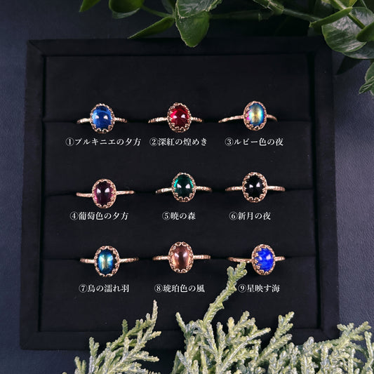 妖精の棲む森で見つけた宝石リング Sサイズ・ダークカラー