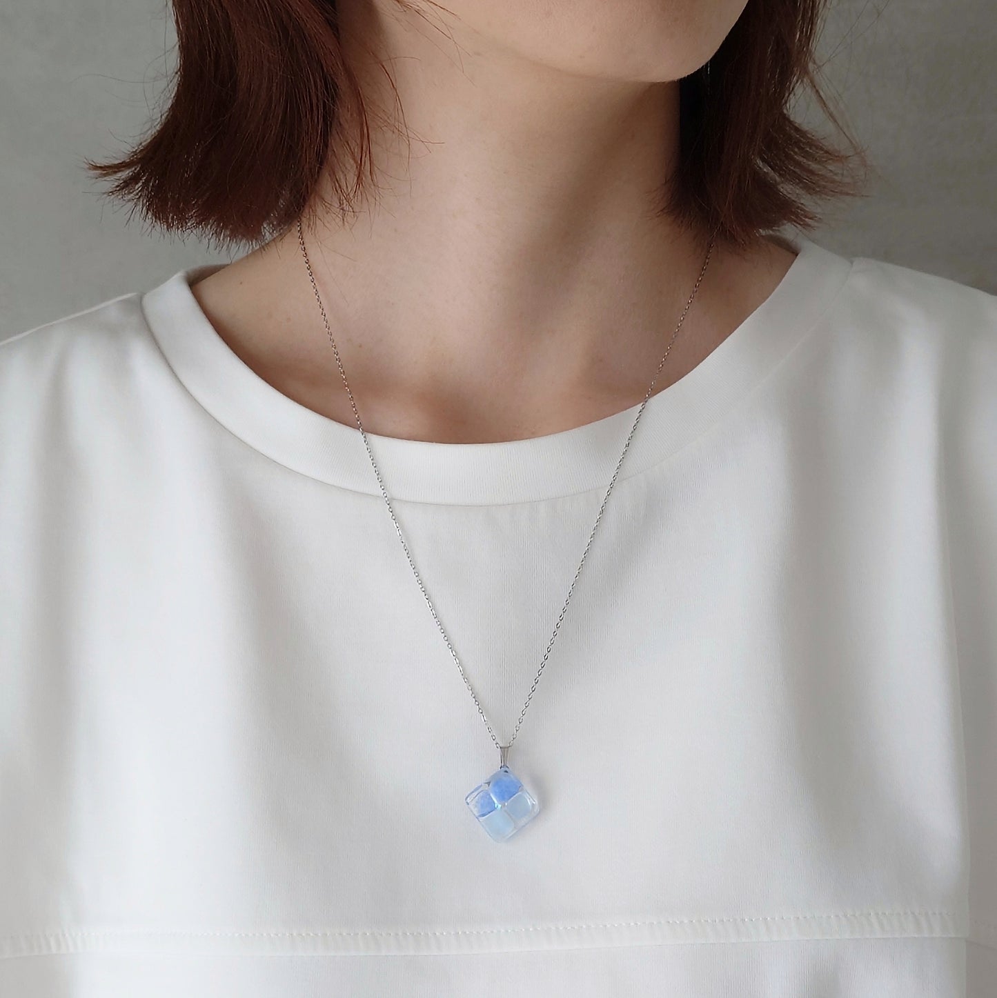 『空色の紫陽花』ガラス ネックレス