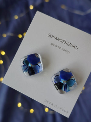 夜花』square flower ガラスのピアス イヤリング – 宙フェス夜市
