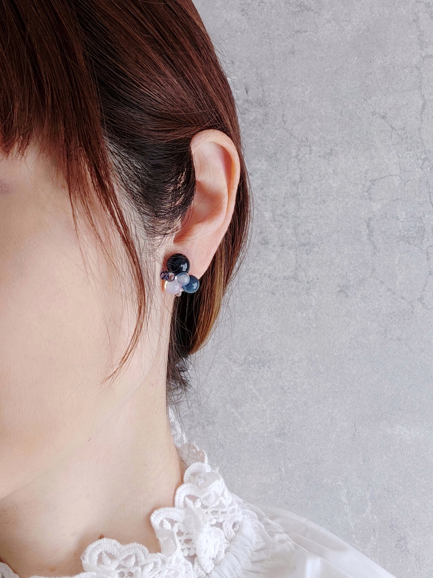 一期一会 ガラスのしずくピアス / イヤリング 夜空とオーロラ