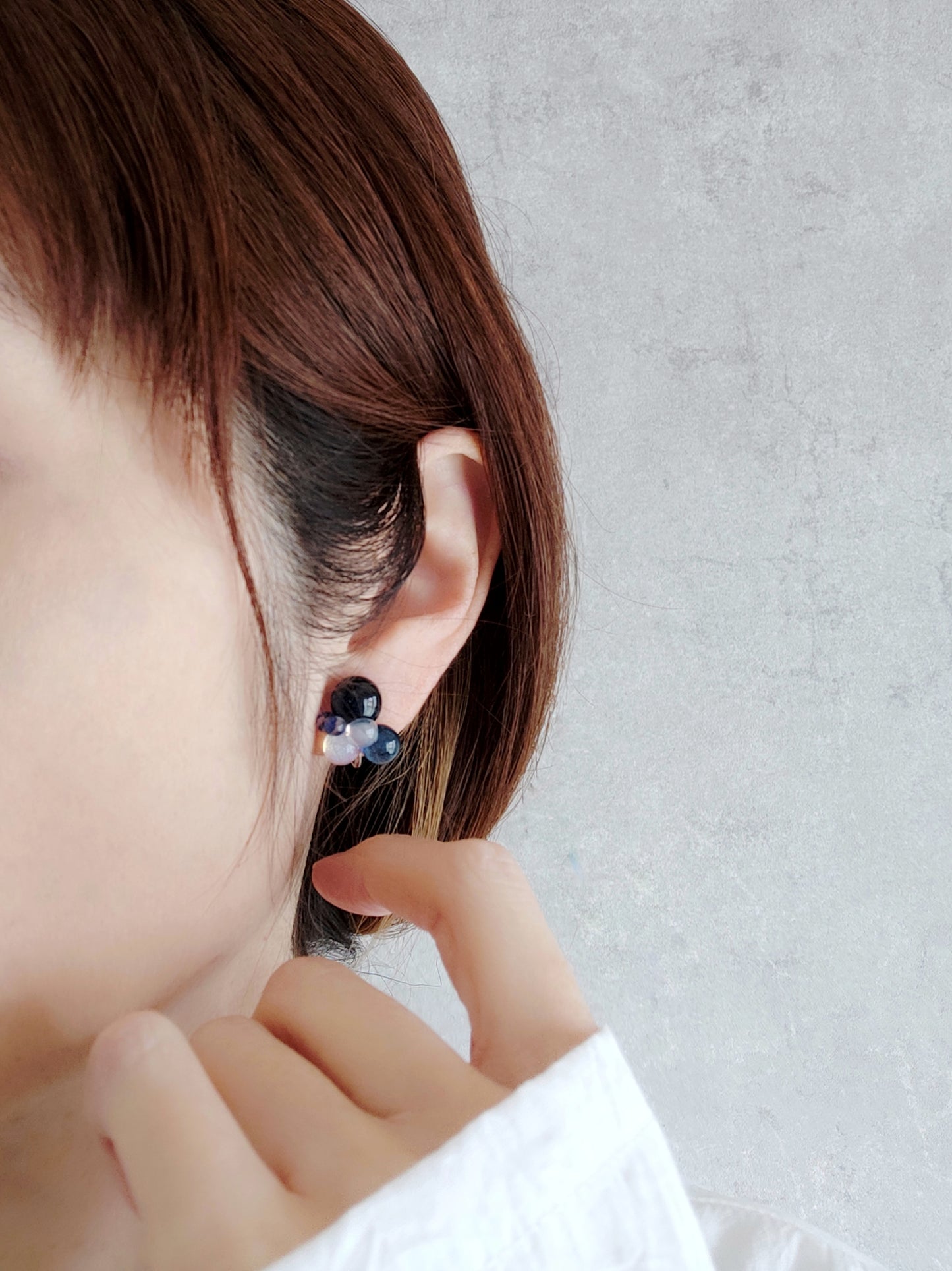 一期一会 ガラスのしずくピアス / イヤリング 夜空とオーロラ