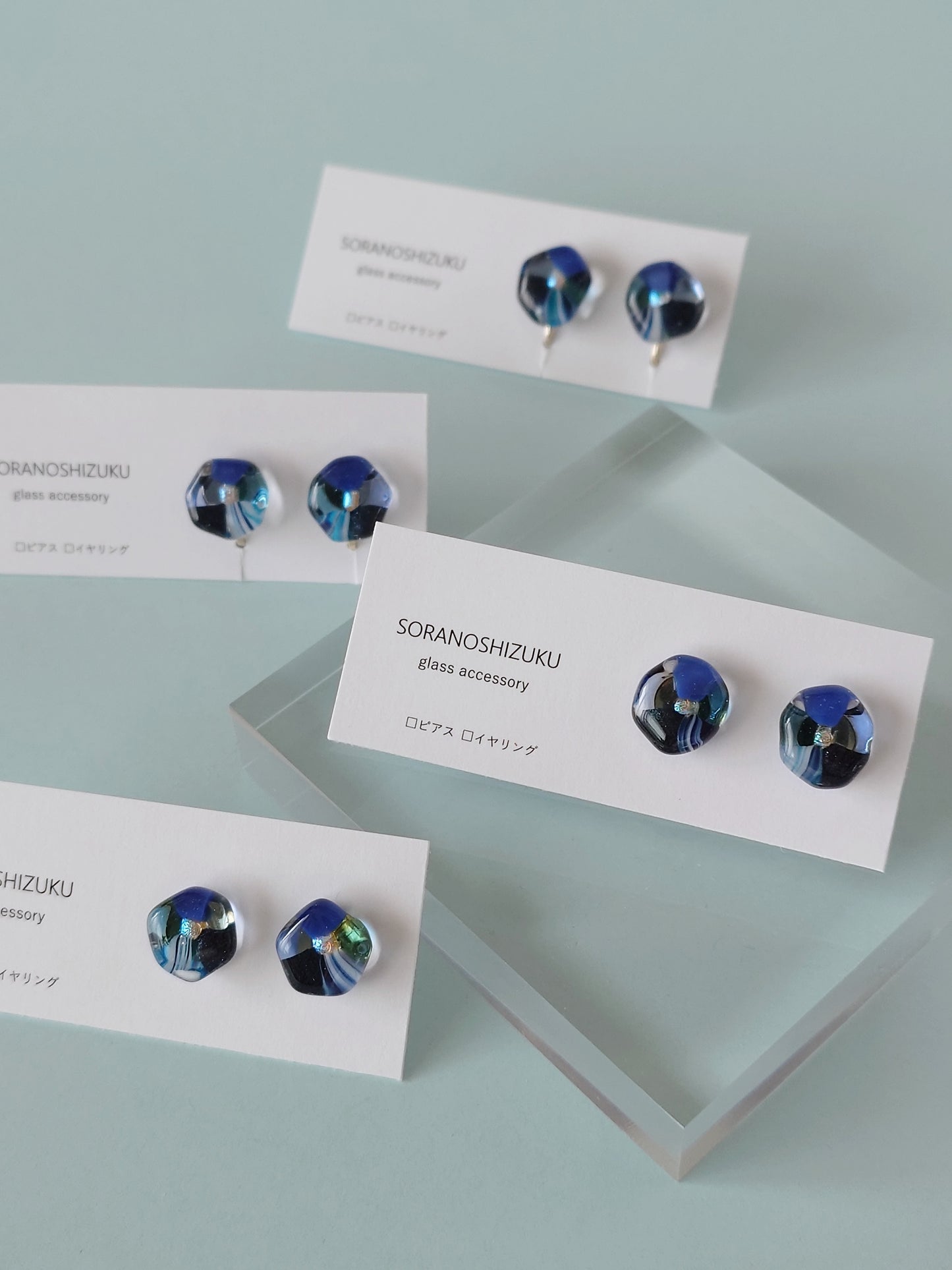 『夜花』mosaic flower ガラスのピアス / イヤリング