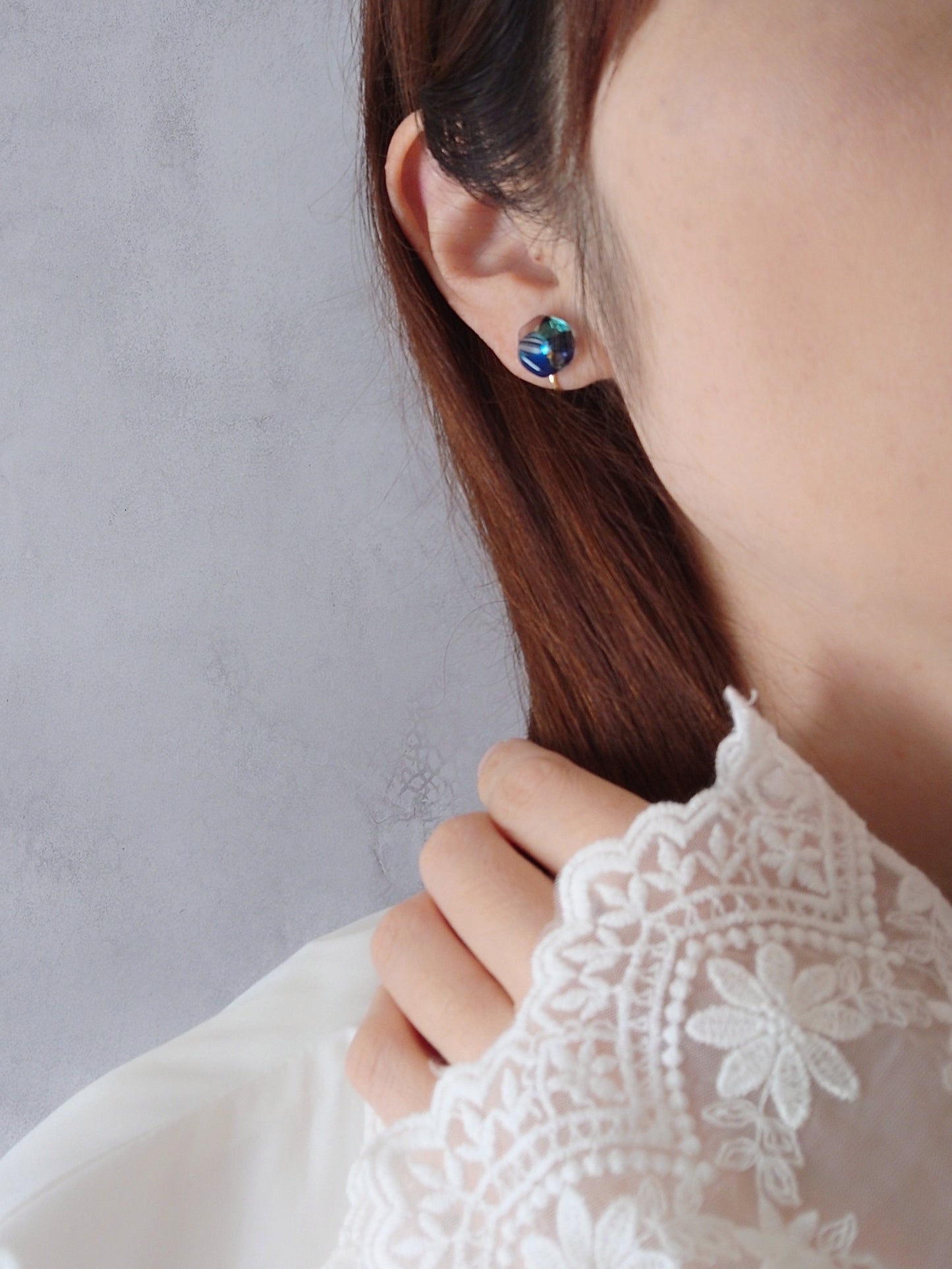 『夜花』mosaic flower ガラスのピアス / イヤリング