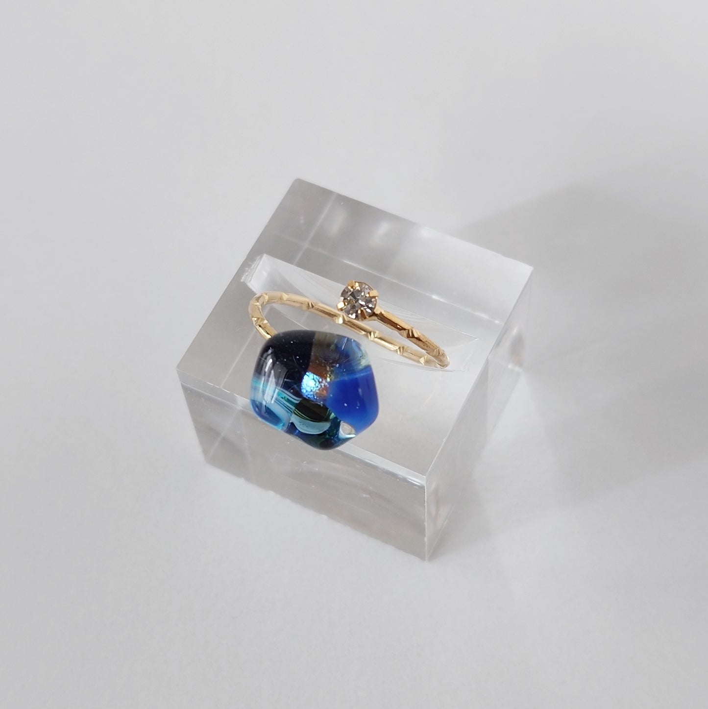 『夜花』mosaic flower ガラスのリング