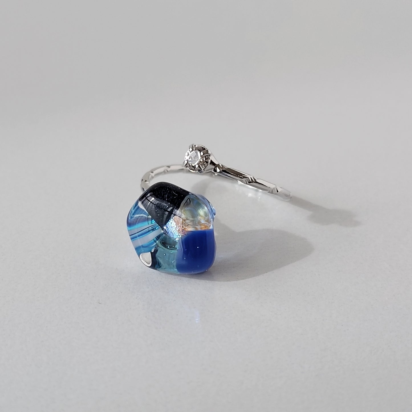 『夜花』mosaic flower ガラスのリング