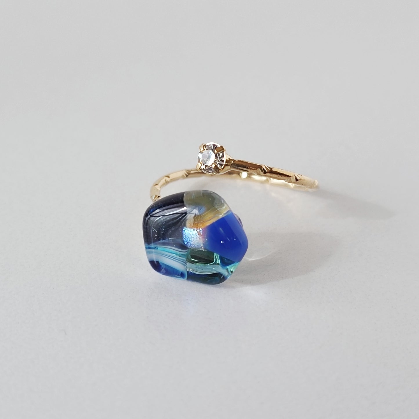 『夜花』mosaic flower ガラスのリング