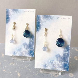月と夜空の香水瓶ピアス　イヤリング 月と夜空の香水瓶ピアス イヤリング
