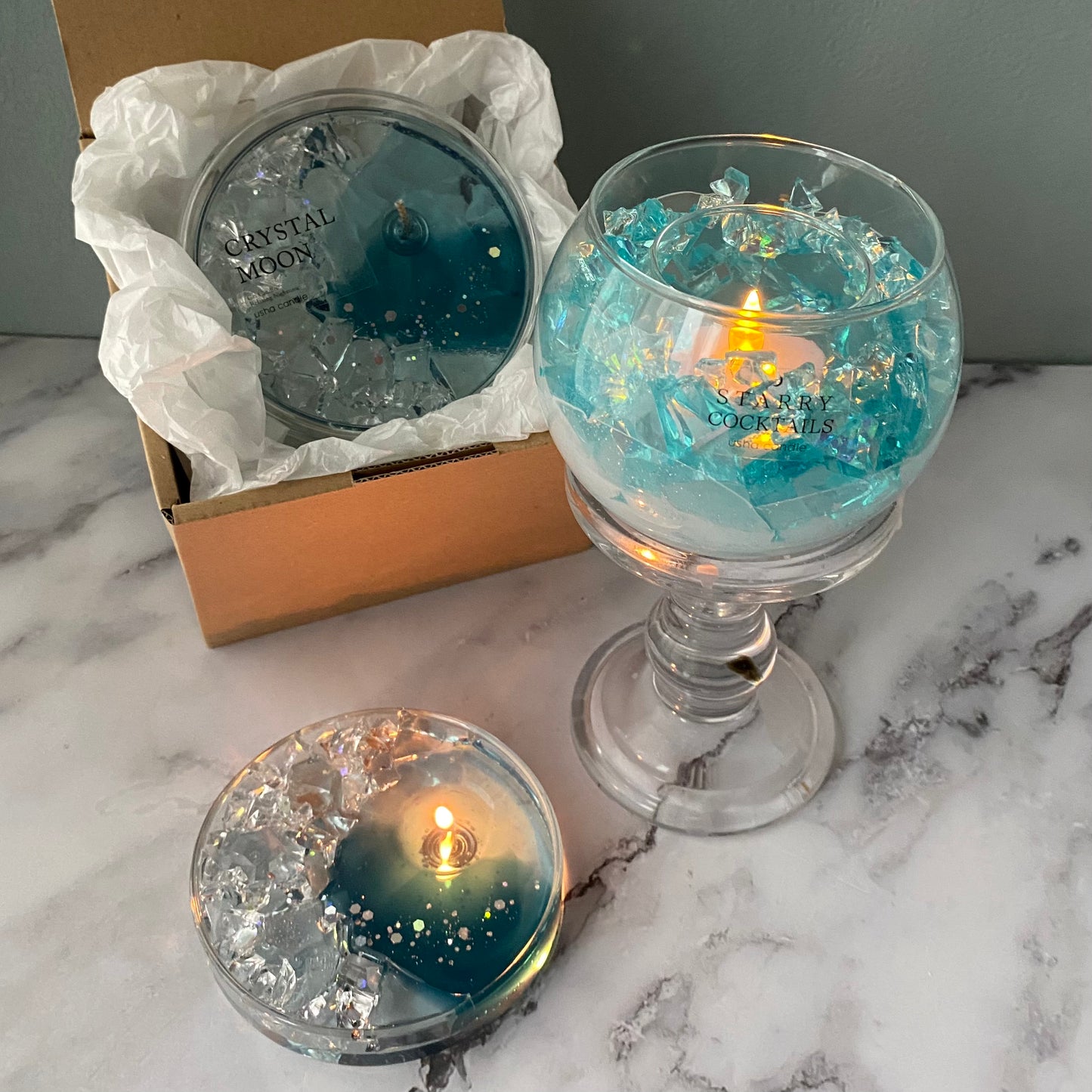 雪夜Crystal Moon Candle/シャーレ入りジェルキャンドル