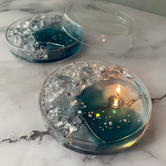 雪夜Crystal Moon Candle/シャーレ入りジェルキャンドル