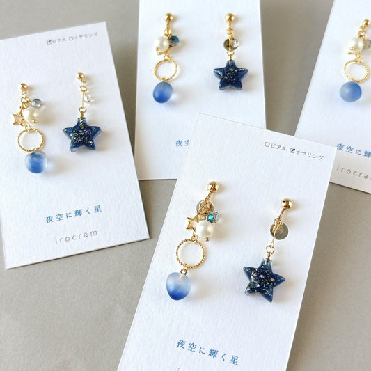 夜空に輝く星 ピアス・イヤリング