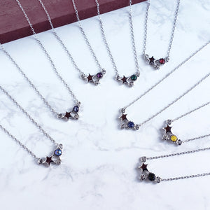 ネックレス　グリッター　カラーストーン　シルバーアクセサリー 銀色の宝石星ネックレス【シルバー】 – 宙フェス夜市