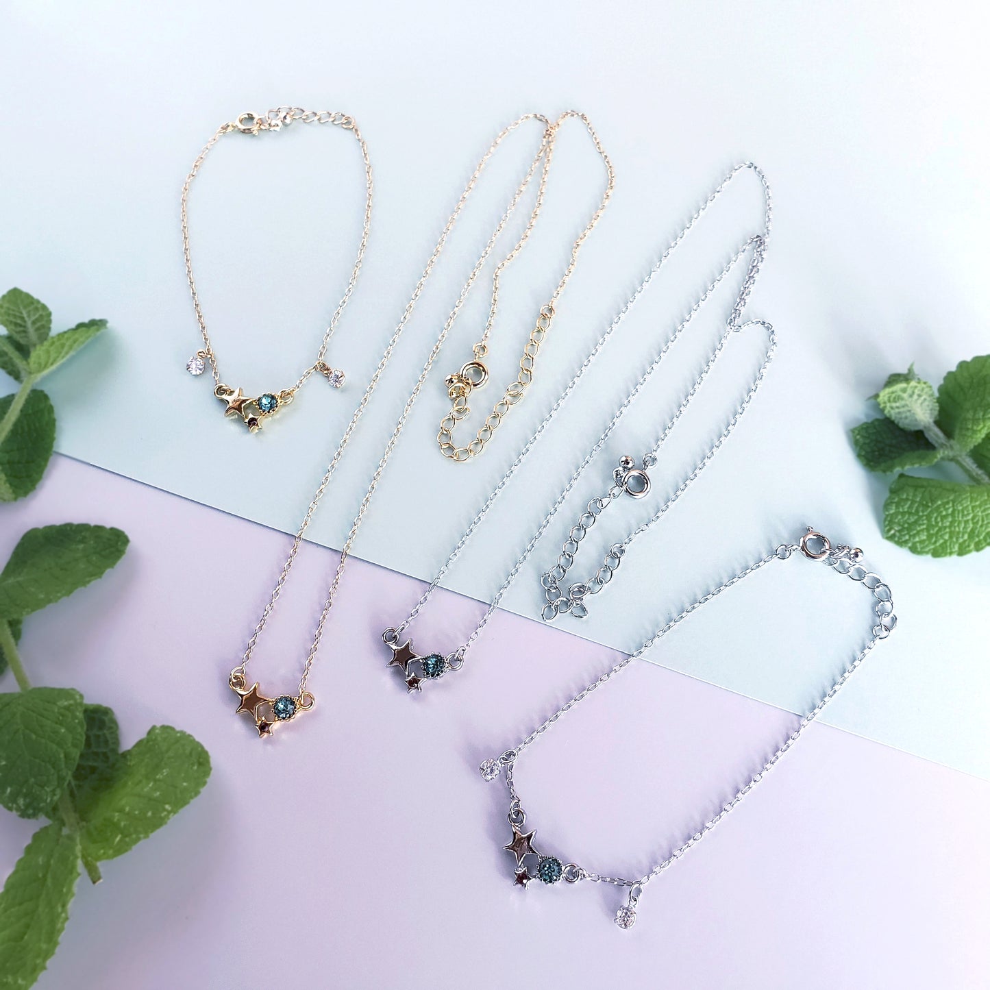 【期間限定】チョコミントの宝石星ネックレス/ブレスレット