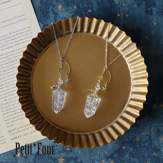 月光と流れ星のランタンネックレス