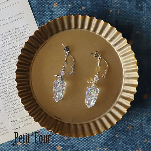 月光と流れ星のランタン耳飾り