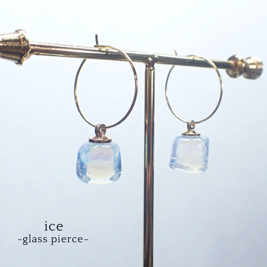 「氷星」ガラスフープピアス