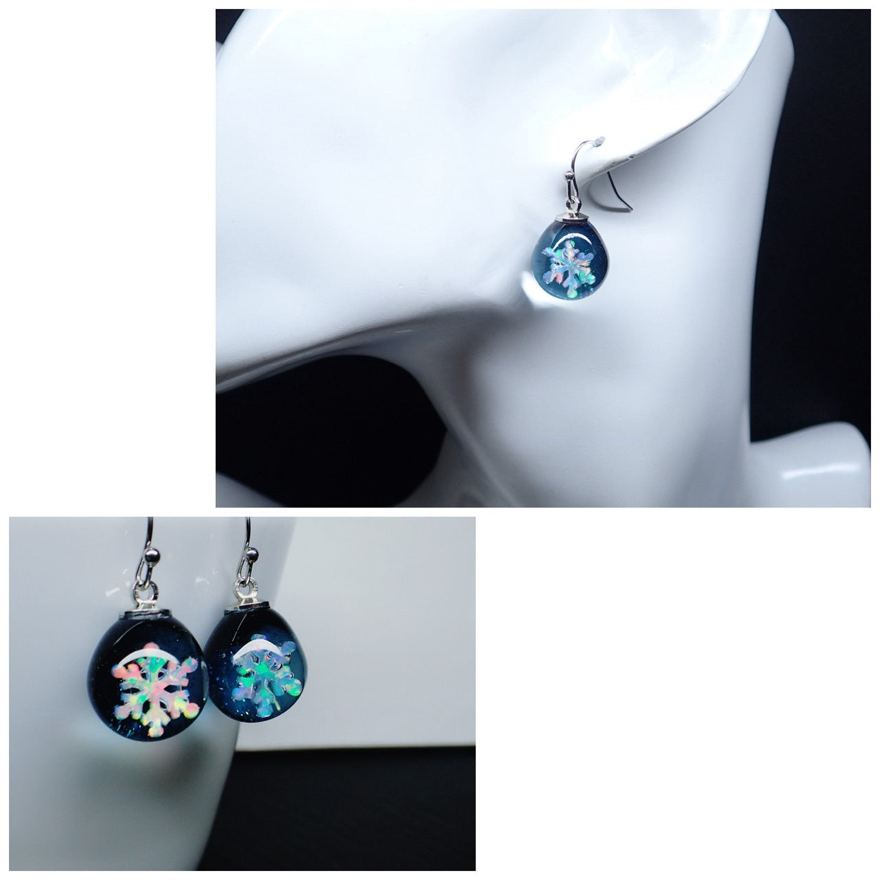 雪の雫」ガラスピアス/イヤリング – 宙フェス夜市