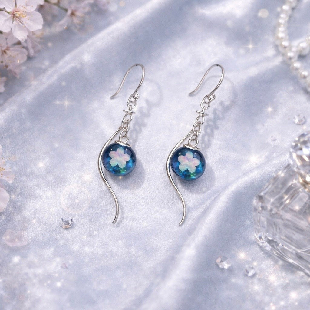 夜桜」オパール ガラスピアス/イヤリング – 宙フェス夜市