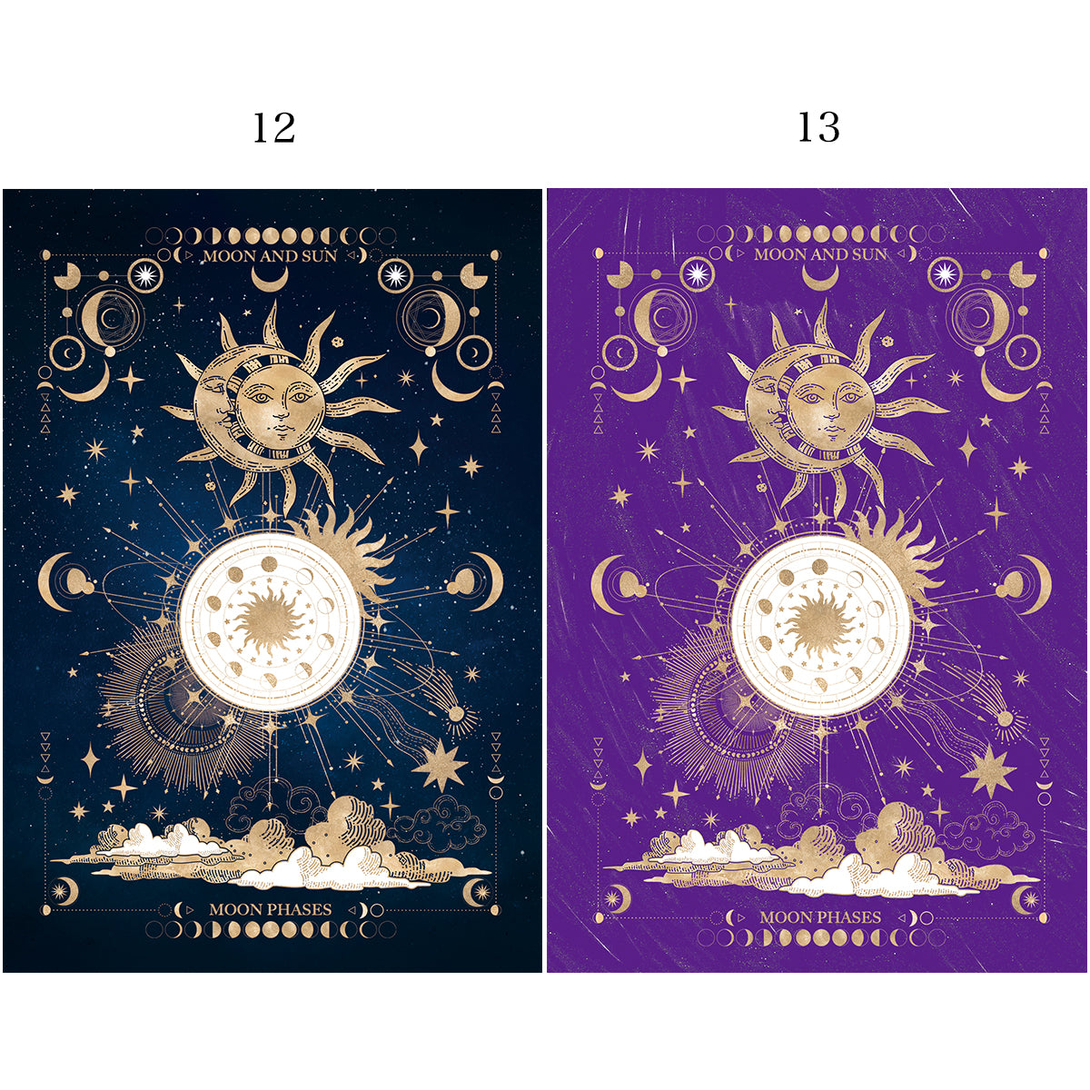 【ポストカード18枚セット】空想天体古書・月の満ち欠け・12星座 氷の世界