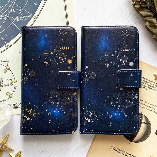 【手帳型iPhone＆Androidケース】銀河の彼方まで広がる、天体総柄