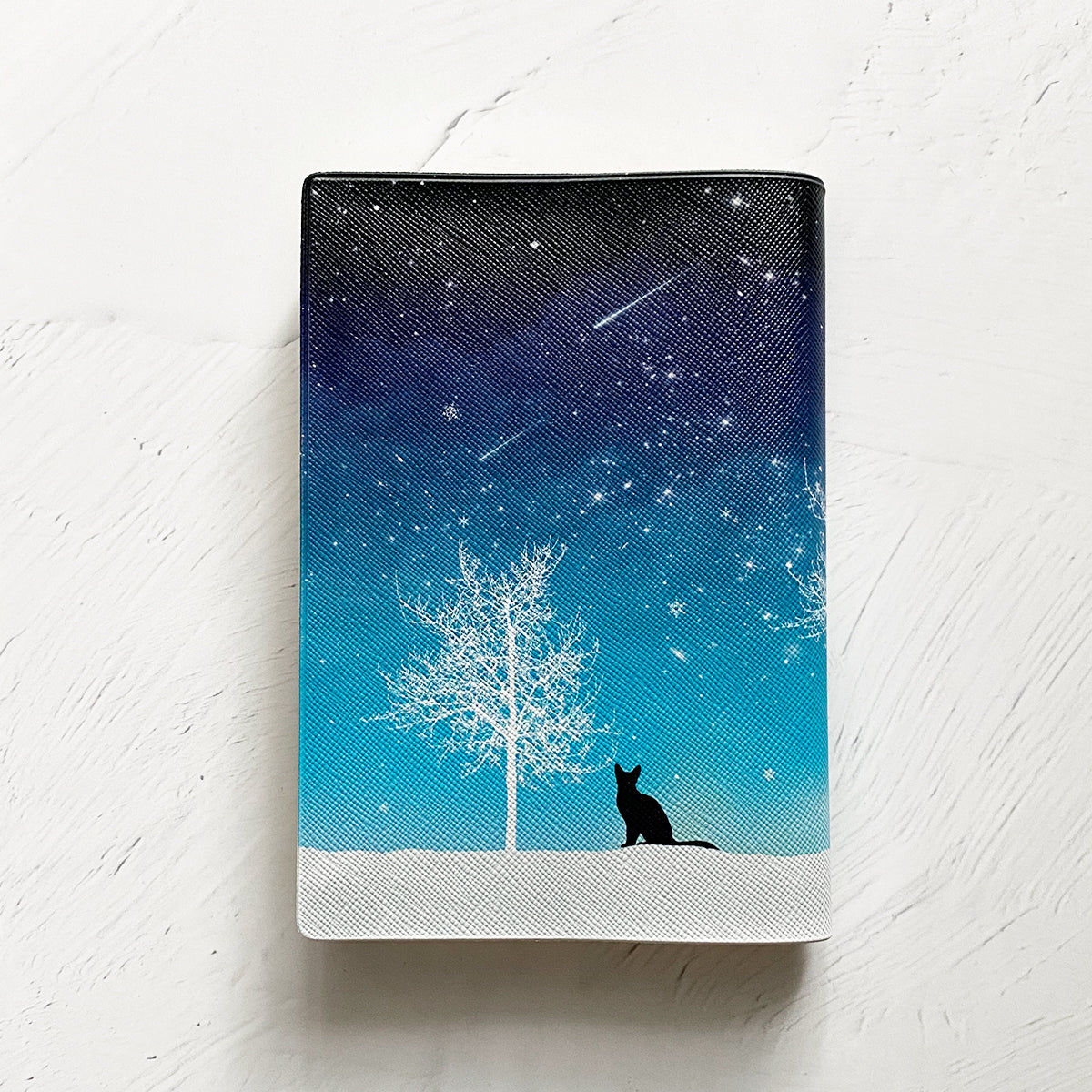 【ブックカバー】冬の星空・猫