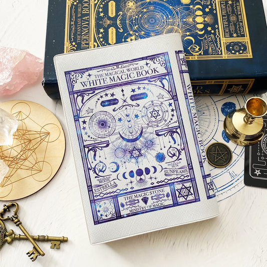 【ブックカバー】魔法の本のような架空の魔導書"白魔法と錬金術の本"
