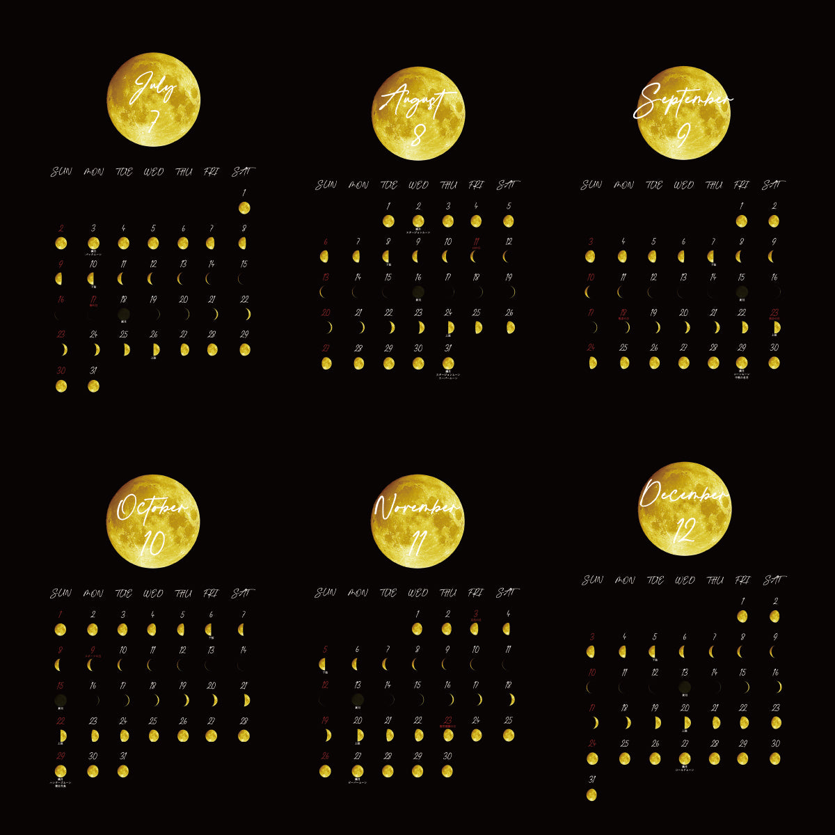 【カレンダー】2023年版 月の満ち欠け -THE MOON- 壁掛けカレンダー