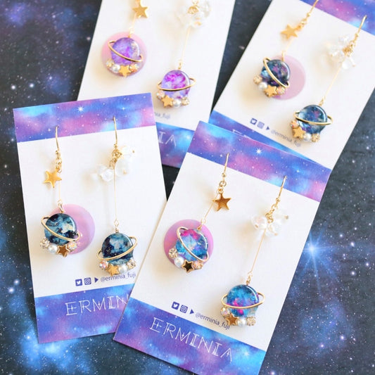 土星ビジューのピアス／イヤリング