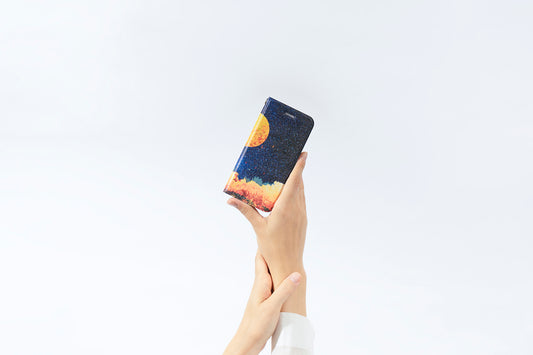 【スマホケース】夜空と満月の、手帳型スマホケース